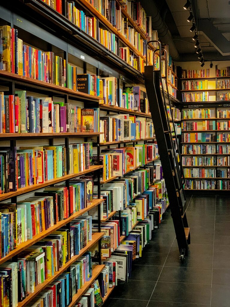 Bücherregal gefüllt mit Bücher
